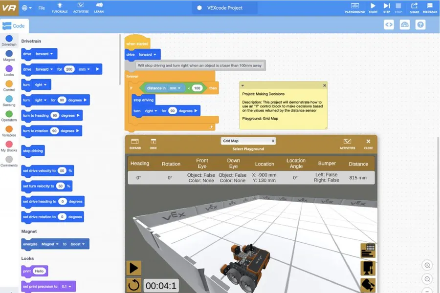 VEX IQ 圖形化程式畫面
